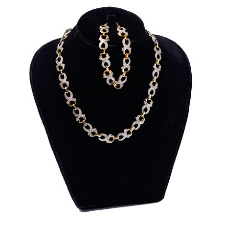 Diamond Horse Shoe Necklace with Bracelet